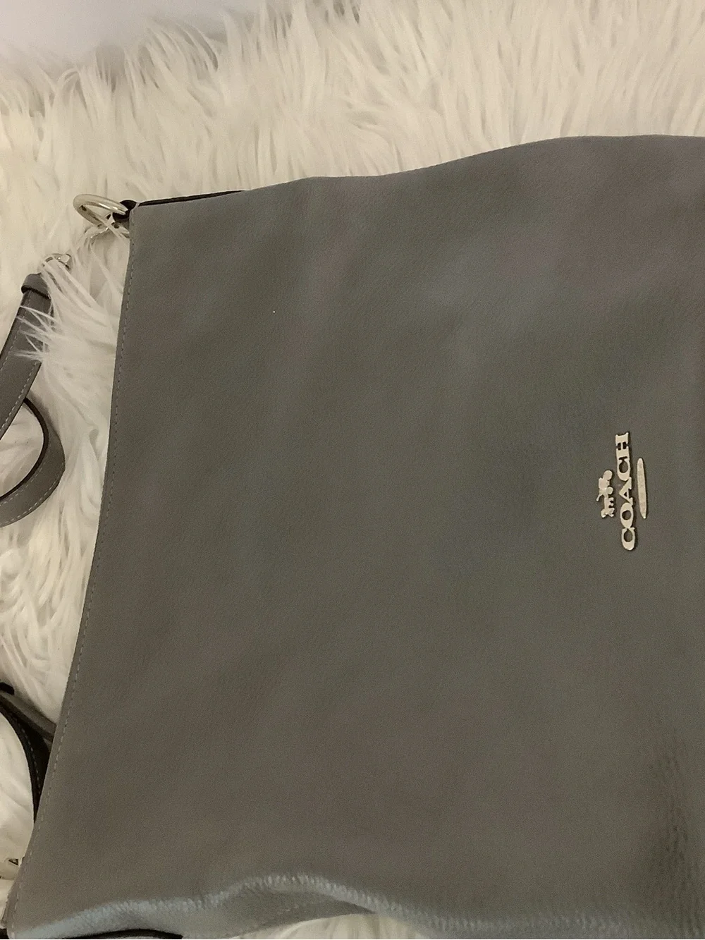 Coach Pebbled Leather Shoulder Bag in Gray